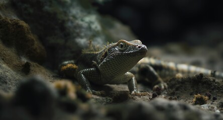Obraz premium Close-up of a reptile on a rocky surface, wildlife photography, nature photography, lizard
