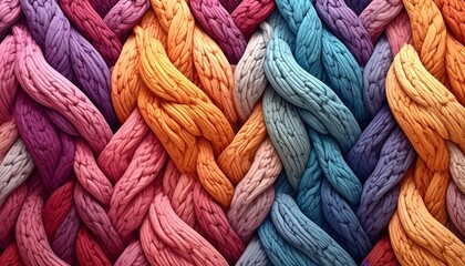 Colorful braided knit texture