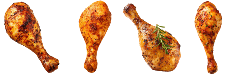 Grilled Chicken Drumsticks Isolated on Transparent Background