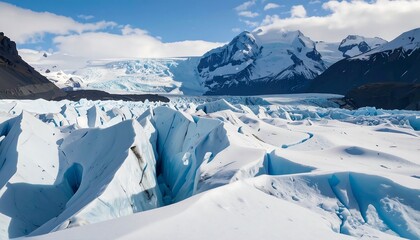 Glacier landscape with snow-capped mountains