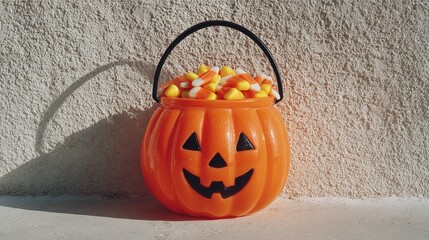 Halloween Jack-o'-Lantern Bucket with Candy Corn