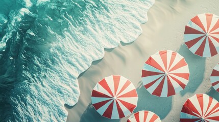Beach umbrellas sea shore