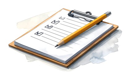 Clipboard with checklist and pencil