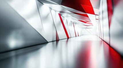 Futuristic red white corridor
