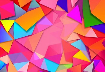 Obraz premium Geometric shapes, vibrant gradients, overlapping layers create dynamic abstract backdrop, pattern, wallpaper