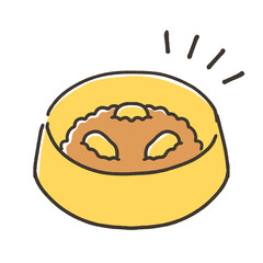 ペットの早食い防止のお皿とごはん