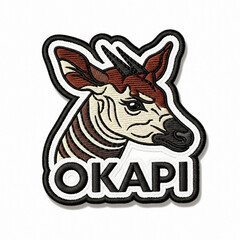 Okapi Head Embroidery Sticker with Text