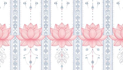Delicate floral border with light blue stripes