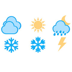 Fototapeta premium Weather icons set forecast symbols isolated on white background