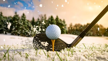 Golf ball struck in snow