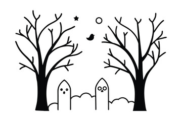 vector illustration of a tree silhouette design art icon