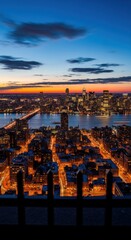 Fototapeta premium Mesmerizing urban cityscape at dusk with shimmering lights and bridges