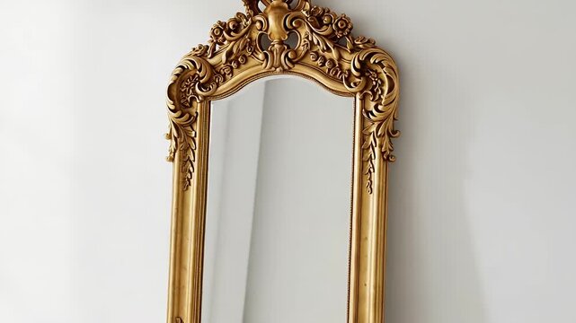 Elegant Gold Ornate Mirror Reflection, Vintage Style Home Decor