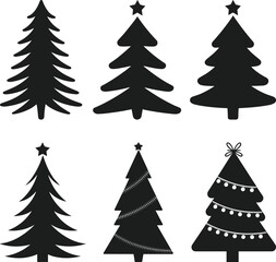 Obraz premium Christmas Tree Silhouette Set - Festive Holiday Vector Collection