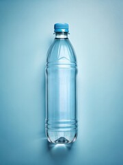 Fototapeta premium Bottled mineral water on a glass surface with flat lay top view