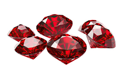 Shiny red ruby gemstones brilliant cut luxury precious stones collection illustration isolated on white background