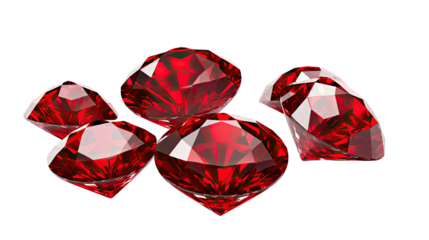 Shiny red ruby gemstones brilliant cut luxury precious stones collection illustration isolated on white background