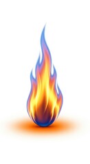 Realistic 3D Flame Illustration on White Background.