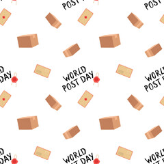 Celebrating World Post Day with themed illustrations of letters and packages