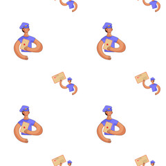 Cartoon character delivering mail in a cheerful manner with colorful design