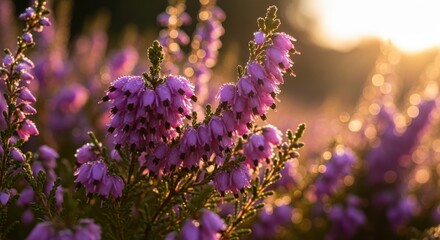 Enchanting Heather Bloom: A Floral Symphony in Shades of Violet and Gold