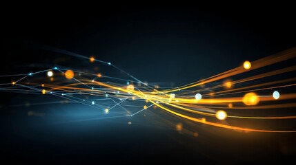 Hi tech big data flow background with digital network lines, cyberspace technology concept, abstract futuristic grid, information transfer, artificial intelligence and virtual connection design