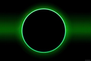 Abstract green neon circle dark background
