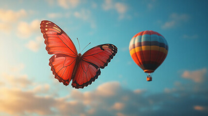 butterfly on the sky background