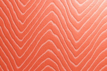 Salmon fillet pattern texture background. Abstract salmon meat on orange background with stripes salmon line art. Japanese Restaurant, website, banner, packaging. 3d render
