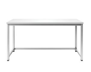 Simple white rectangular table with a flat surface and four legs