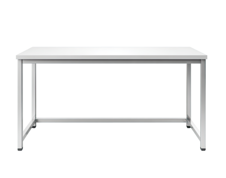 Simple white rectangular table with a flat surface and four legs