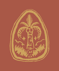 Raw hand drawn badge logo for craft style featuring natural object stylized with imperfect line art