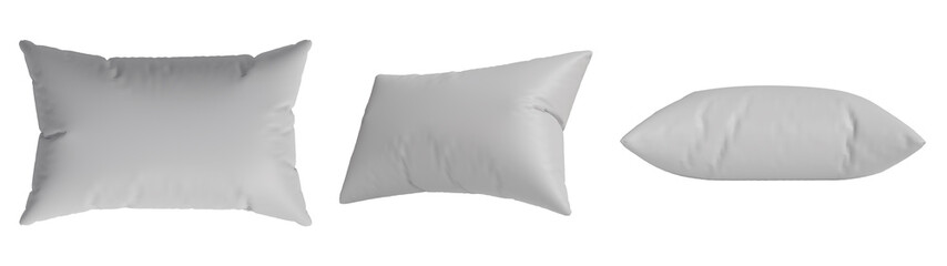 White pillow isolated on white background, 3d render