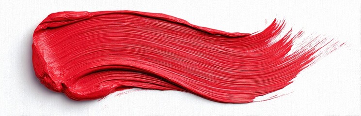 Crimson paint stroke, textured, white background