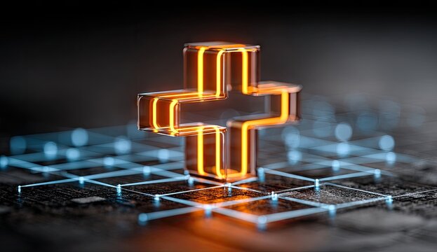 Glowing Addition Symbol - Powered by Adobe