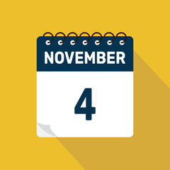 november 4 calendar icon vector illustration with design