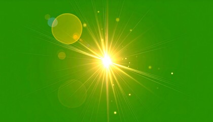 Bright sunburst on a solid green background