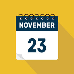 november 23 calendar icon vector illustration with design