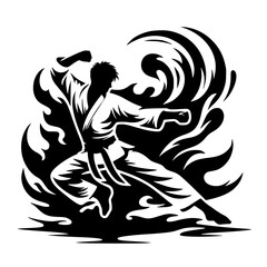 Silueta de movimientos de karate © Breck