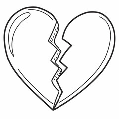 Heartbreak doodle with a crack through the middle symbolizing love loss and emotional pain