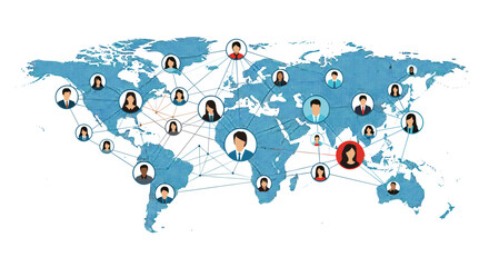 Global network connecting people across continents and cultures visualizing worldwide social connections and communication channels