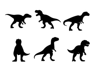 Tyrannosaurus Rex (T-Rex) Silhouette Set Illustration