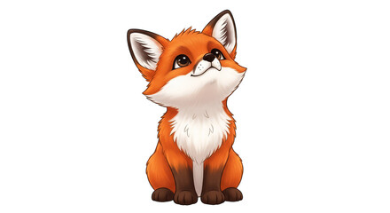 Obraz premium Adorable cartoon fox looking upwards hopefully