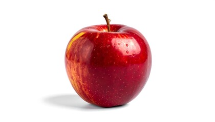 Vibrant close-up of a glossy red apple, isolated on white background