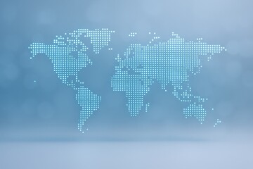 Global Network Concept: Dotted World Map on Blue Background for International Business and Technology