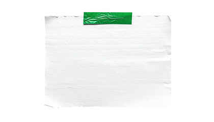A blank, slightly creased sheet of white paper with a piece of green tape affixed.  The paper edges are ragged