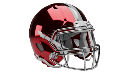 Gleaming maroon football helmet isolated