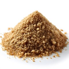 Pile of Brown Sugar Crystals on White Background Studio Shot