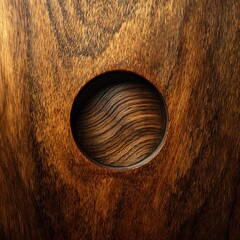 Dark Brown Wood Texture with Circular Cutout, Artistic Grain Design