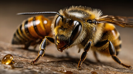 Honey bee face macro closeup photo